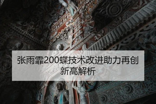 张雨霏200蝶技术改进助力再创新高解析